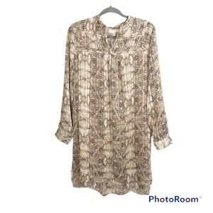 See U Soon brown snakeskin style long sleeve shirt dress size S NWT